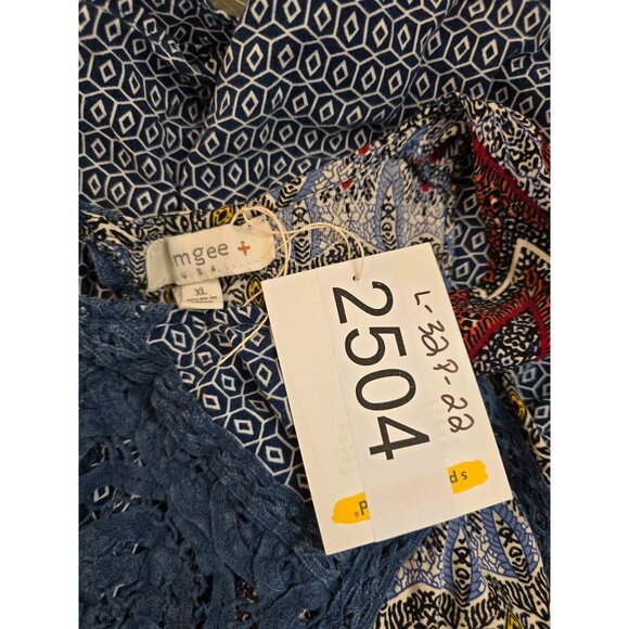 Patchwork Boho Sleeveless Ruffle Hem Tank Top coquette cottagecore tiered - Picture 4 of 4